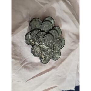 Vintage • CJ Inc 1986 Pewter Belt Buckle Faux Stacked Buffalo Nickels USA